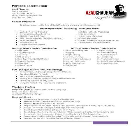 Resume-Azad Chauhan-Digital Marketing-Manager-Draphic-Designer