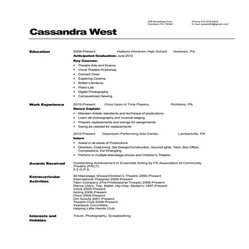 Resume cassie west