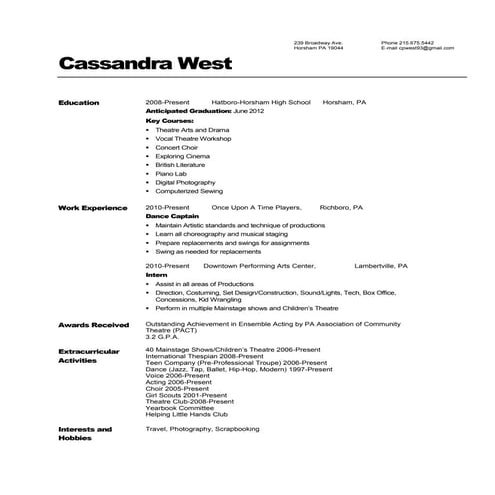 Resume cassie west