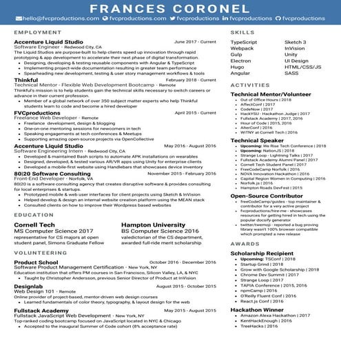 March 2018 - Resume - Frances Coronel