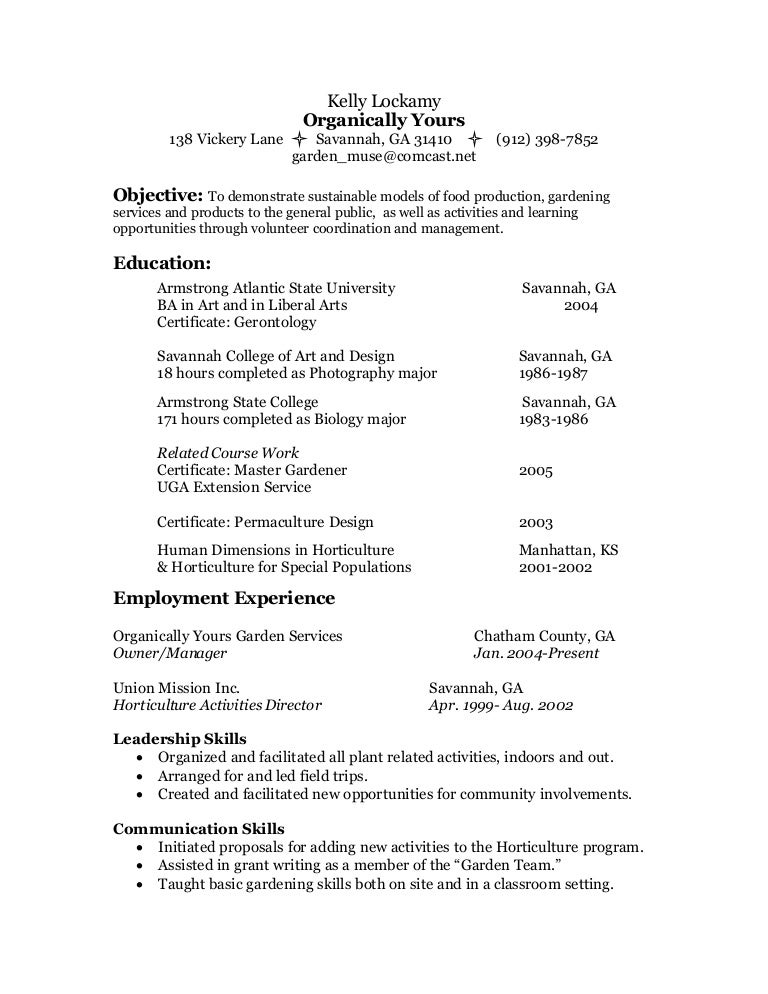 resume garden manager biology major resumes
