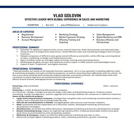 Resume - Vlad Golovin