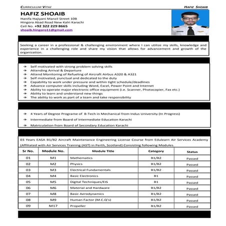 Resume   hafiz shoaib - aerospace technician(seams)