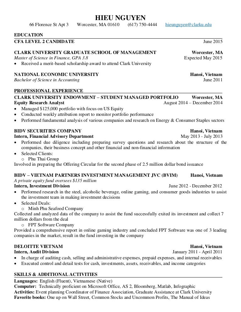 equity research resumes