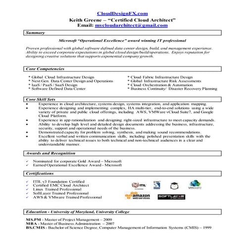 Resume - Keith Greene