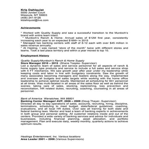 Kris Dahlquist- Resume