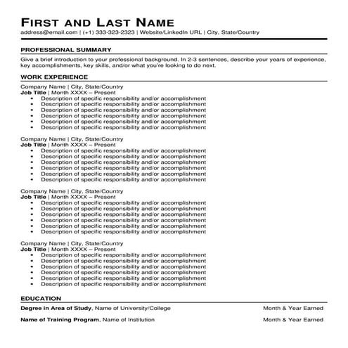Construction civil forman resume template chronological | DOCX
