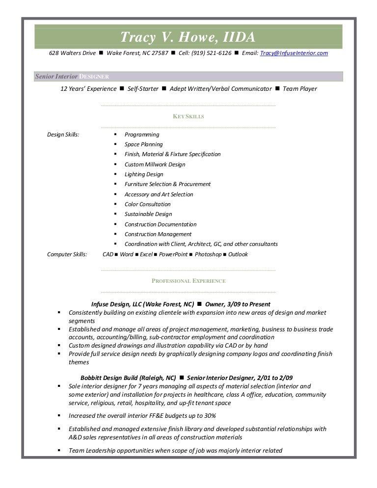interior designer resumes