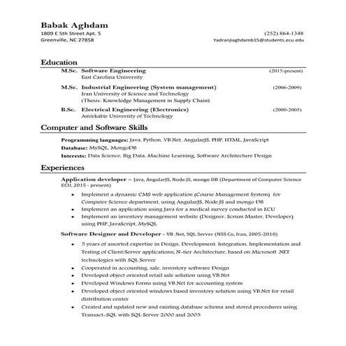 Babak Aghdam CV