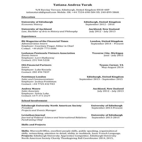 Resume 2016 | PDF