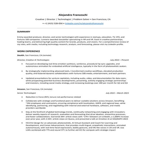 Resume: Alejandro Franceschi