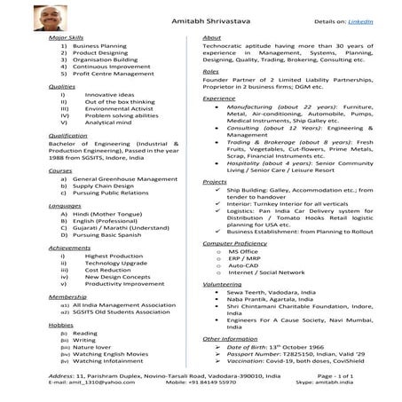 Resume - Amitabh Shrivastava