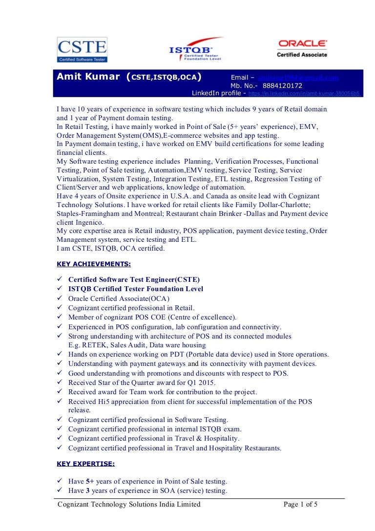 Resume Amit Kumar Cste Istqb Oca