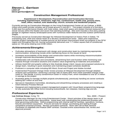 Resume And Detailed Project History