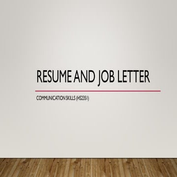Power Point Presentation On Resume and Job Letter