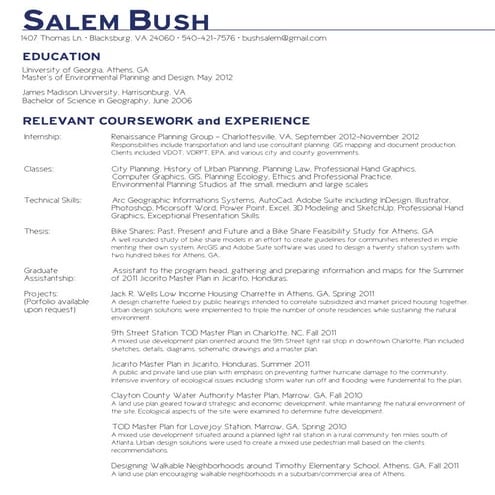 Salem Bush Environmental Planning Portfolio