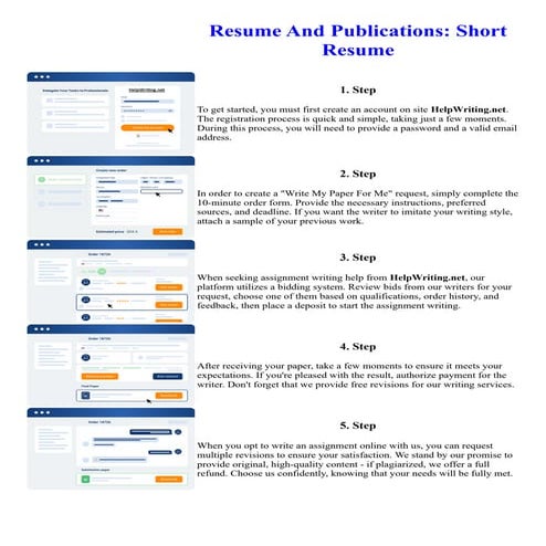 Resume And Publications Short Resume. Online assignment writing service.
