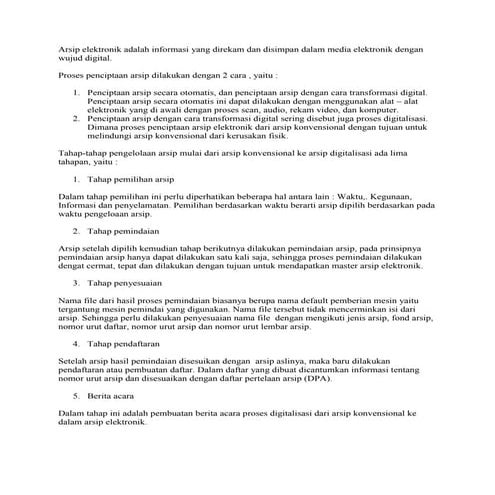 Resume Perkuliahan Arsip Elektronik by Tiara Puspawati