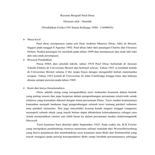 Resume biografi paul dirac