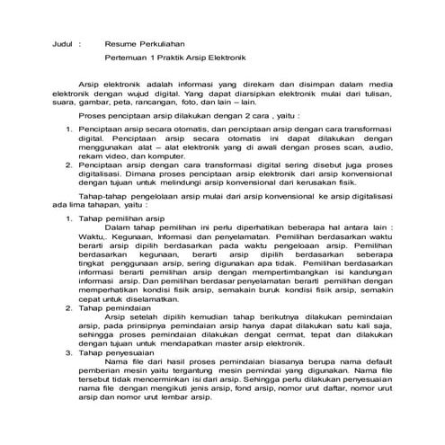 Pengertian Arsip Elektronik