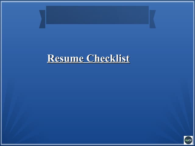 Resume checklist