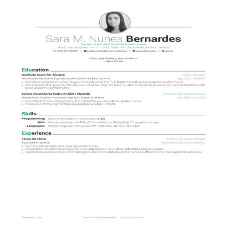 Curriculum Vitae (2016)