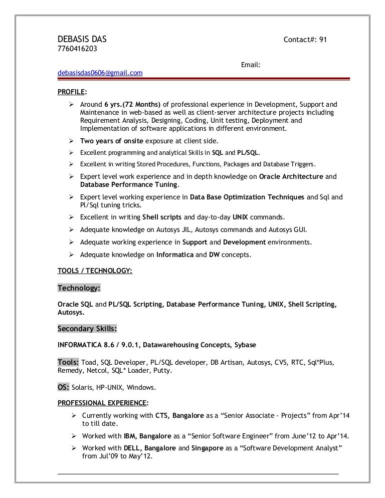 resume debasis das