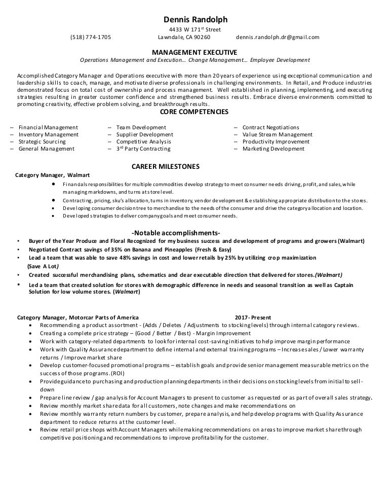resume dennis randolph category