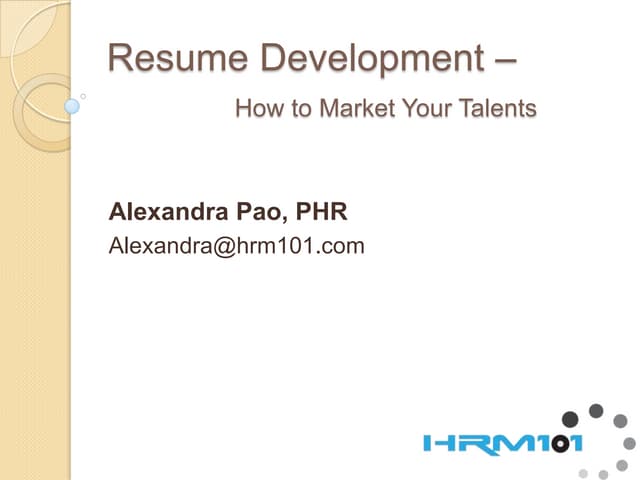 Resume Development