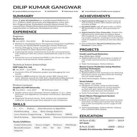 Resume dilip kumar_gangwar