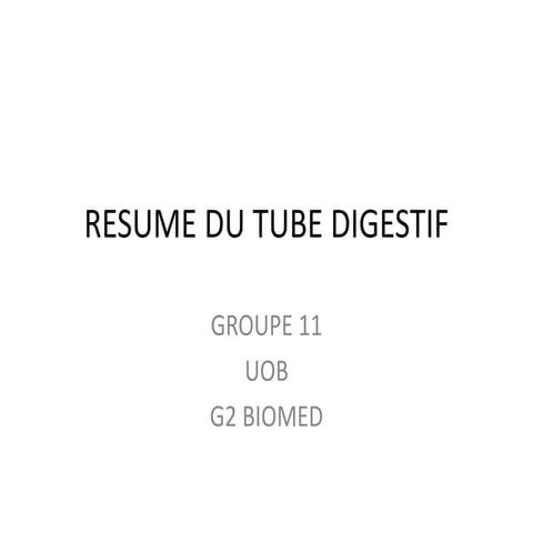 Resume du tube digestif