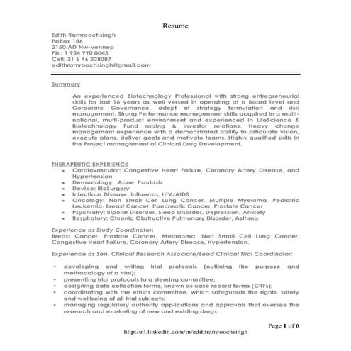 Resume Edith Ramroochsingh