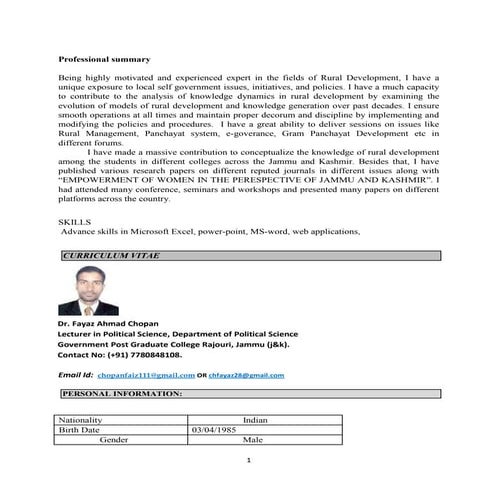 Curriculum vitae of dr. h. r. khan (1) | DOCX