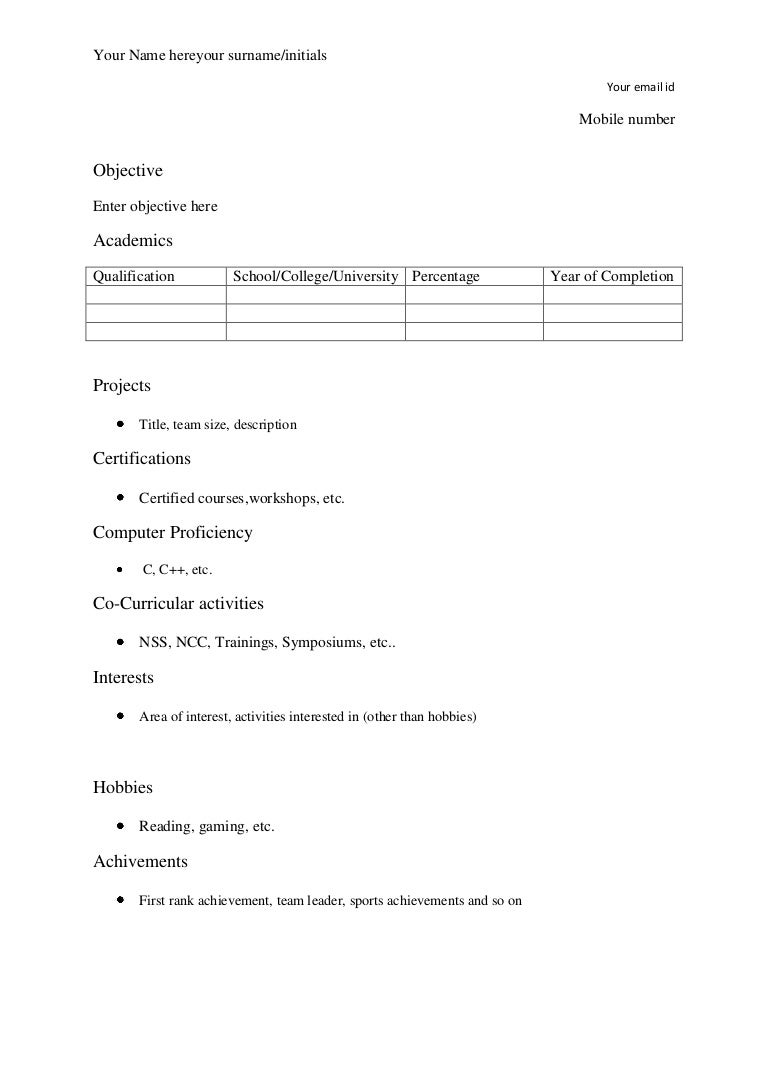 activities resume format