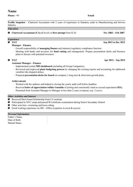 Resume economics phd