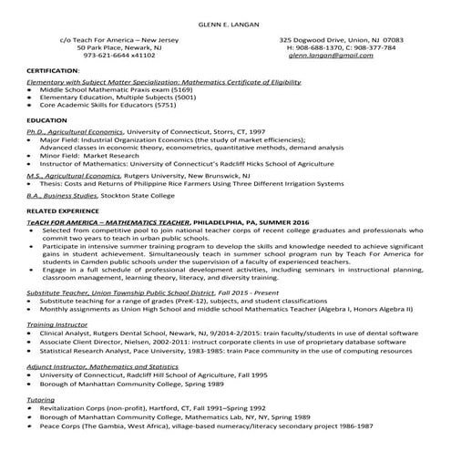Glenn Langan Resume 