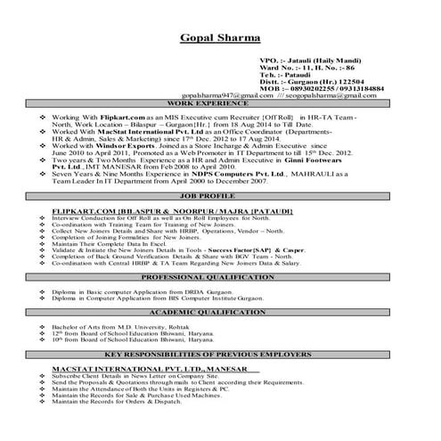 Resume gopal sharma | PDF