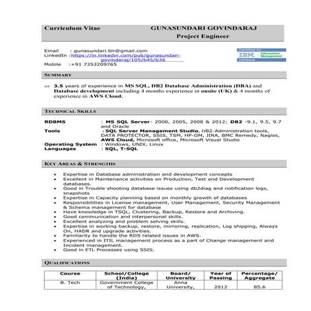 Resume gunasundari dba | DOC