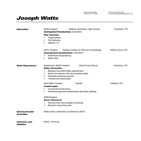Resume hannah hatboro