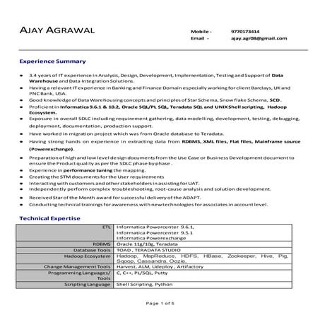 Resume  ETL-Informatica developer