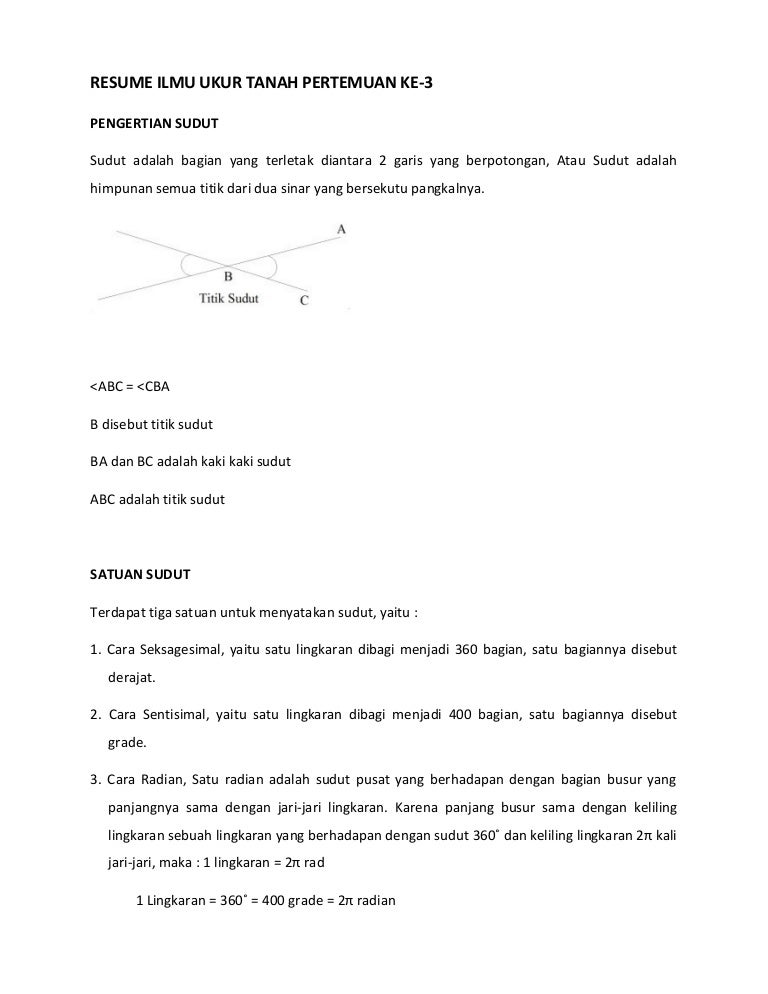 Resume Ilmu Ukur Tanah Pertemuan Ke 3