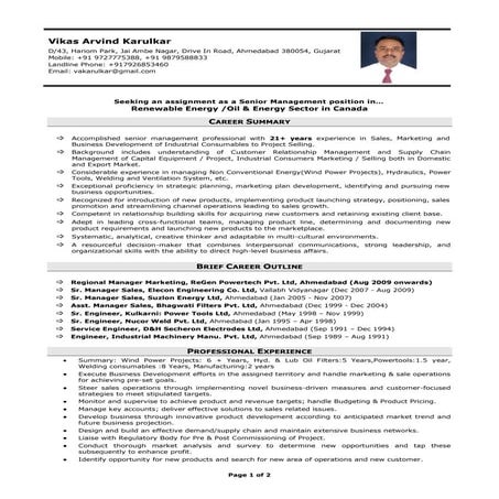 Resume : Vikas Karulkar
