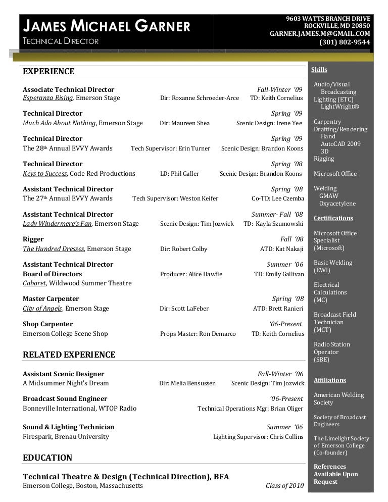 how to make a theatre resumes