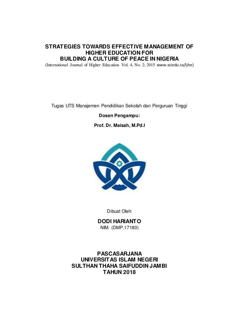Resume jurnal strategi menuju manajemen pendidikan tinggi