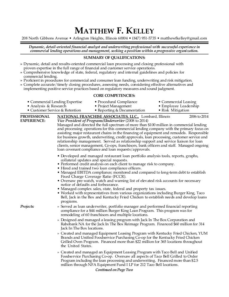 loan underwriter resumes