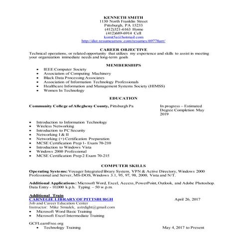 Resume kenneth smith technical 5 31 2017