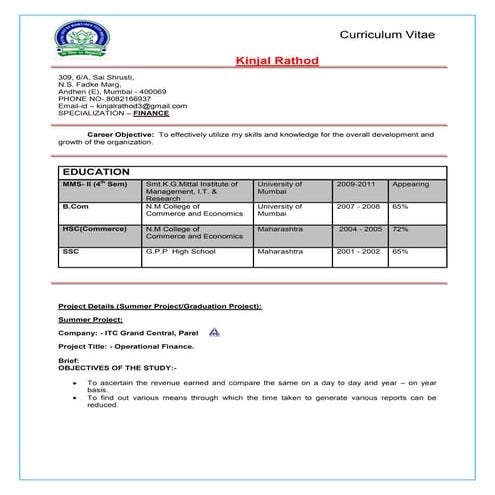 Resume kinjal rathod