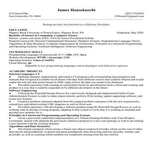 Resume Houseknecht May 2020