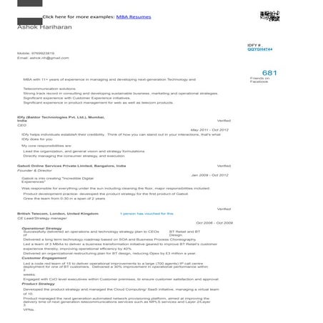 MBA Resume Sample Format