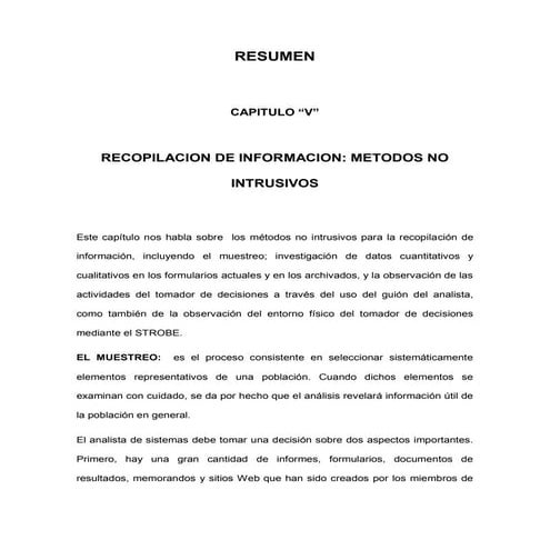 RESUMEN DE METODOS NO INTRUSIVOS